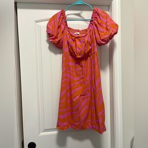 Ces Femme Orange and Pink Mini Dress